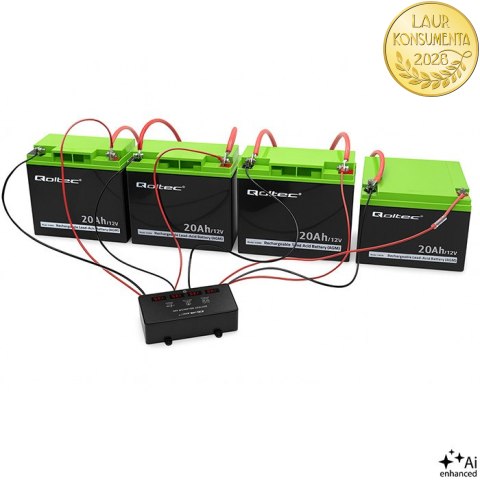 Qoltec Balanser napięcia 48V do akumulatorów 4 x 12V | 10A | AGM GEL LiFePO4 | LED