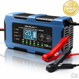 Qoltec Inteligentna ładowarka 12V 10A | Prostownik z funkcją naprawy | MCU | Auto OFF | 9-stopniowe ładowanie | AGM GEL LiFePO4