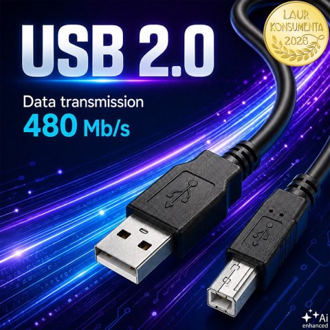 Qoltec Kabel USB 2.0 A męski | B męski | 0.5m