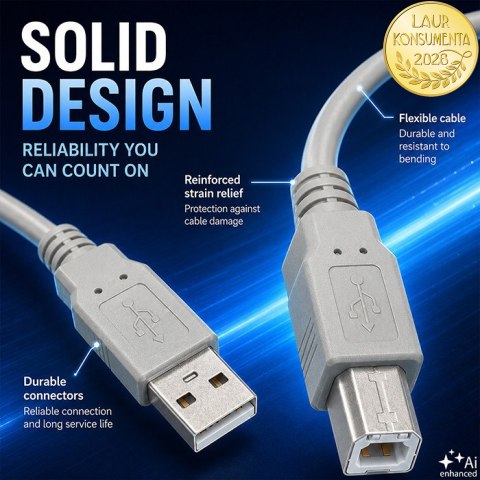 Qoltec Kabel USB 2.0 A męski | B męski | 1m
