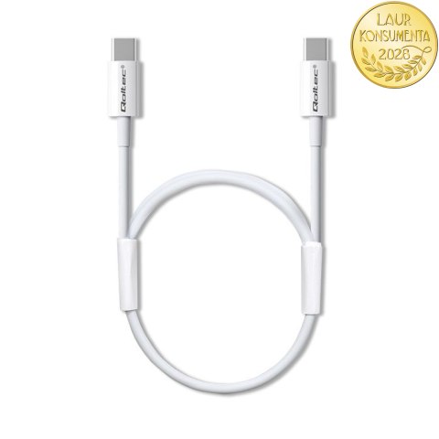 Qoltec Kabel USB-C | USB-C | 60W | QC 3.0 | 480 MB/s | PD | 1m | Biały