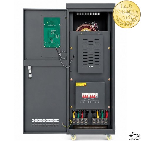 Qoltec Trójfazowy stabilizator napięcia AVR MULTIPROTECTION | 40kVA | Dokładność ± 3% | Serwomotor 3F | LCD | Expert Line