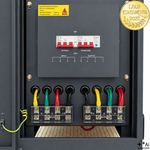 Qoltec Trójfazowy stabilizator napięcia AVR MULTIPROTECTION | 40kVA | Dokładność ± 3% | Serwomotor 3F | LCD | Expert Line