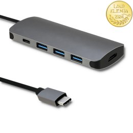 Qoltec Adapter USB 3.1 C męski / 3x USB 3.0 żeńskie | USB typ C żeński |HDMI żeńskie