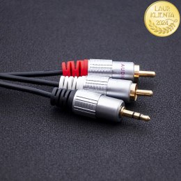Qoltec Kabel 2x RCA / Mini Jack 3.5mm| 1m | Czarny