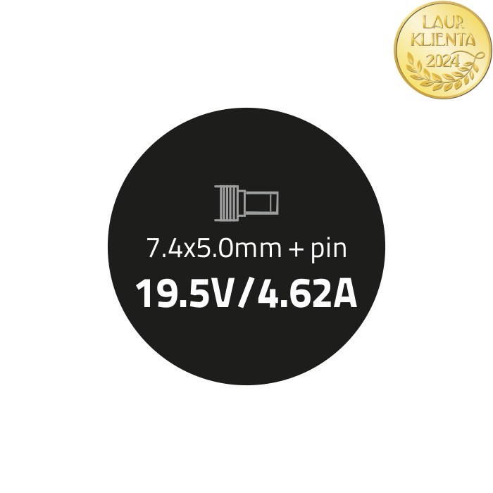 Qoltec Zasilacz do Dell 90W | 19.5V | 4.62A | 7.4*5.0+pin | +kabel zasilający
